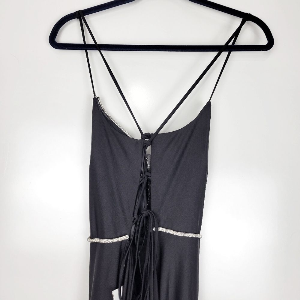NWT B. Darlin Juniors Rhinestone-Trim Lace-Up-Back Gown in Black Size 15/16 - Picture 11 of 14